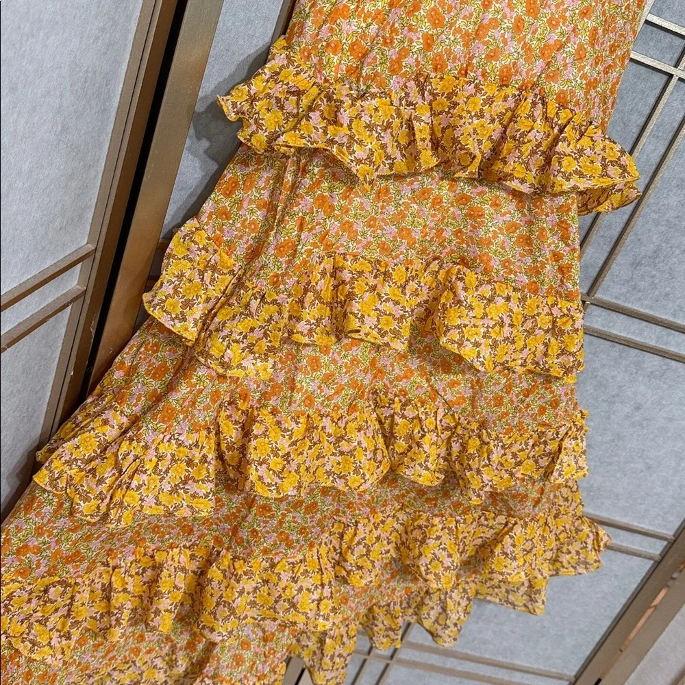 MAJE Rissol Floral Ruffle Sleeveless Cotton Dress US Size Small - Picture 8 of 16